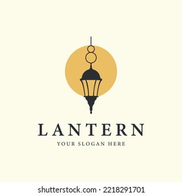 lantern or lamp with vintage style logo vector illustration template graphic design