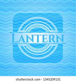 Lantern light blue water wave badge.