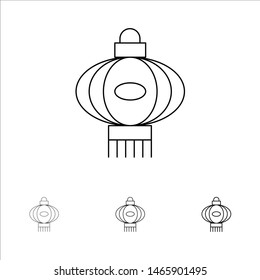 Lantern, Light, China, Chinese Bold and thin black line icon set. Vector Icon Template background