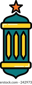 lantern lights line icon vector design template ilustration with editable stroke color 