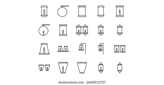 lantern line icon pack illustration