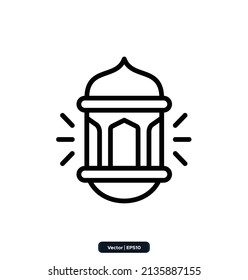 lantern Line icon. Ramadan, Islamic holiday symbols collection. Islamic icons, Muslim day signs icon isolated on white background. Quran Book, Traditional Lanterns. eps 10.