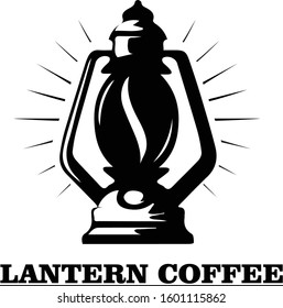 lantern logo black  and white with coffee