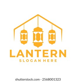 Lantern logo design with gold color. Vintage Lantern logo design vector template