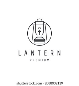Diseño de logotipo de linterna con arte de línea sobre fondo blanco