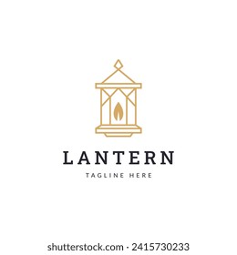 Lantern logo design with line art style concept