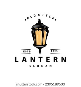 Lantern Logo Design Street Lamp Old Classic Vintage Minimalist Illustration Template