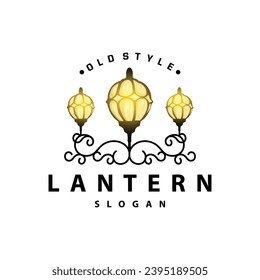 Lantern Logo Design Street Lamp Old Classic Vintage Minimalist Illustration Template