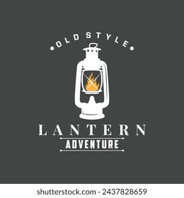 Lantern Logo Design Street Lamp Old Classic Vintage Minimalist Illustration Template