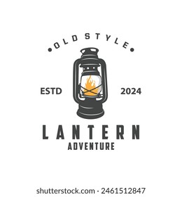 Lantern Logo Design Street Lamp Old Classic Vintage Minimalist Illustration Template