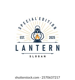 Lantern Logo Design Street Lamp Old Classic Vintage Minimalist Illustration Template