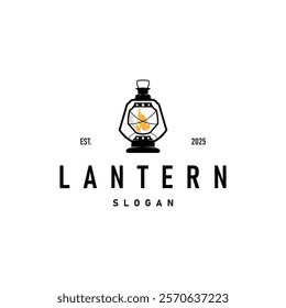 Lantern Logo Design Street Lamp Old Classic Vintage Minimalist Illustration Template