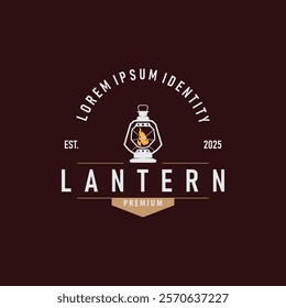 Lantern Logo Design Street Lamp Old Classic Vintage Minimalist Illustration Template