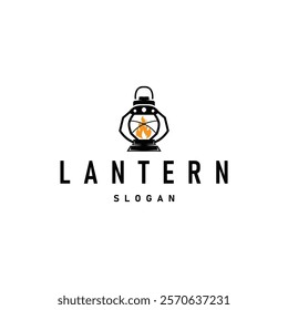 Lantern Logo Design Street Lamp Old Classic Vintage Minimalist Illustration Template