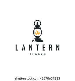 Lantern Logo Design Street Lamp Old Classic Vintage Minimalist Illustration Template