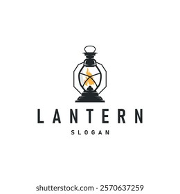 Lantern Logo Design Street Lamp Old Classic Vintage Minimalist Illustration Template