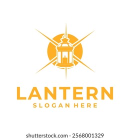 Lantern logo design. Vintage Lamp logo design vector