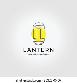Lantern Logo Icon Line Art Monoline Vector Illustration Design