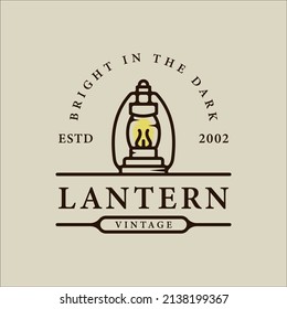 lantern logo line vintage vector illustration template icon graphic design. traditional street lamp sign or symbol for camper with badge retro typography style