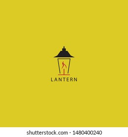 lantern logo with a luxurious shape and fire in its and attractive colors. unique, modern.