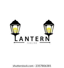 Lantern Logo Vintage Street Lighting Design Illustration Template