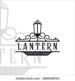 lantern logo vintage vector illustration template icon graphic design, retro lamp restaurant symbol