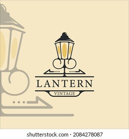 lantern logo vintage vector illustration template icon graphic design. street lamp restaurant icon with retro style