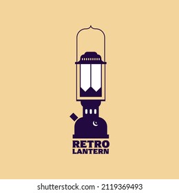 Lantern logo vintage vector illustration template icon graphic design. Street lamp restaurant icon with retro style