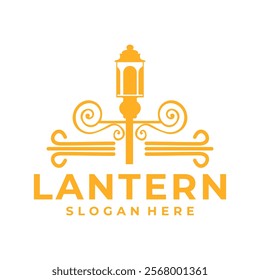 Lantern logo vintage vector illustration template icon graphic design, retro lamp restaurant symbol