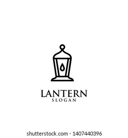 lantern mono line logo icon design vector illustration