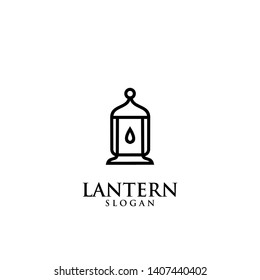 lantern mono line logo icon design vector illustration