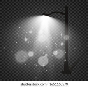 Lantern on the background. Bright modern street lamp. vector illustration. Beautiful light from a street lamp.