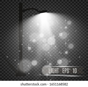Lantern on the background. Bright modern street lamp. vector illustration. Beautiful light from a street lamp.