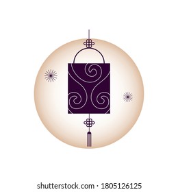 Lantern on moon design, Mid autumn harvest moon festival oriental chinese and celebration theme Vector illustration