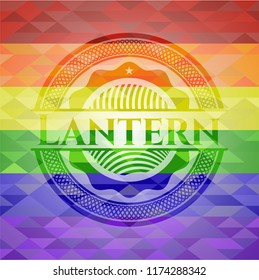 Lantern on mosaic background with the colors of the LGBT flag