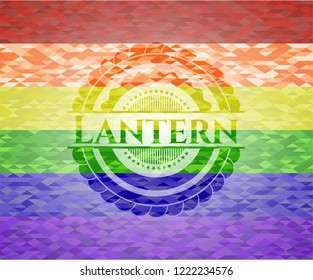 Lantern on mosaic background with the colors of the LGBT flag