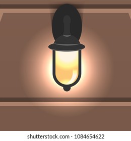 Lantern On The Wall. Flat vector illustration