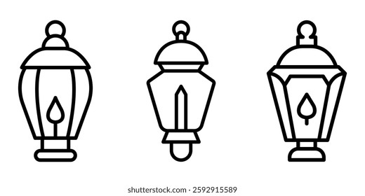 lantern  outline or line icon design bundle.