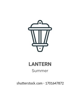 Lantern outline vector icon. Thin line black lantern icon, flat vector simple element illustration from editable summer concept isolated stroke on white background