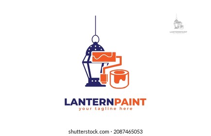 Lantern paint logo design. vector