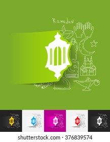 lantern paper sticker with hand drawn elements