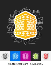 lantern paper sticker with hand drawn elements