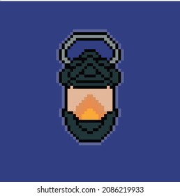 Lantern Pixel Art Cartoon, Vector Illustration