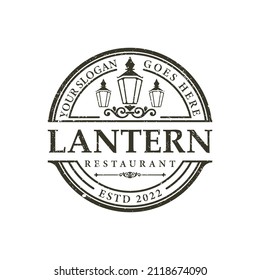 Lantern Post, Classic Street Lamp Restaurant Vintage Logo design vector