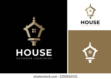 Lantern Post, Classic Street Lamp Pole for Garden Landscape oder Restaurant Vintage Logo Design Vektorgrafik