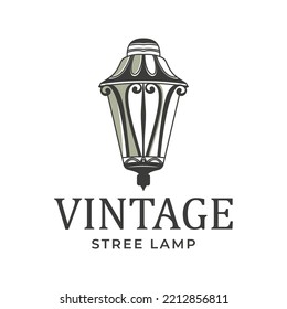 Lantern Post Classical Street Light Vintage Logo Design Vector Symbol Illustration Design