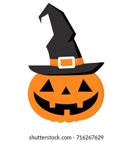 jack’o lantern Pumpkin halloween witch character isolated with white background