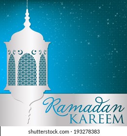 Lantern "Ramadan Kareem" (Generous Ramadan) card in vector format.