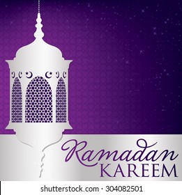 Lantern "Ramadan Kareem" (Generous Ramadan)  card in vector format.