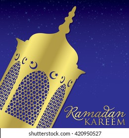 Lantern "Ramadan Kareem" (Generous Ramadan) card in vector format.